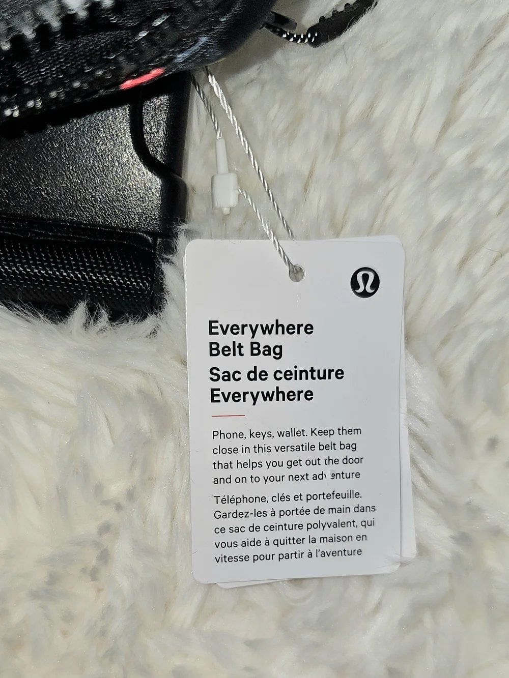 lululemon Black Belt Bag with Silver Hardware